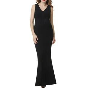 KIMI + KAI Maternity Edrei Mermaid Maxi Dress Black Medium V neck Sleeveless